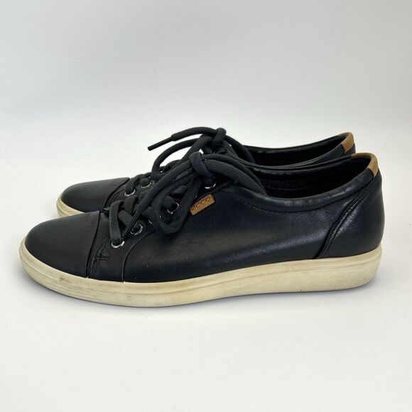 Ecco Shoes - ECCO Soft 7 Comfort Sneakers Womens Sz 7-7.5 Black Leather Low Top Casual City